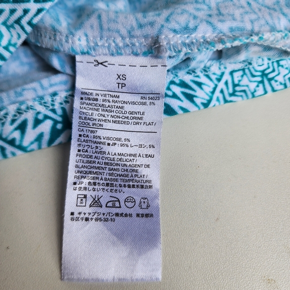 Banana Republic Green White Geo Rayon Tank Top Knee Length Sun Dress Stretch XS - Picture 10 of 13